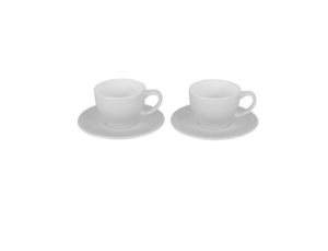 LE CREUSET- Set of 2 Cappuccino Cups and Saucers - White
