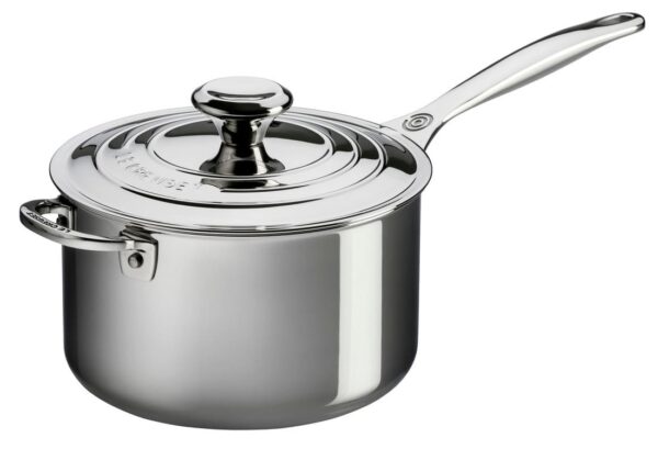 LE CREUSET Stainless Steel Saucepan 4qt w/ Lid - Image 3
