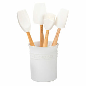 LE CREUSET- 5 Piece Utensil Set w Crock White