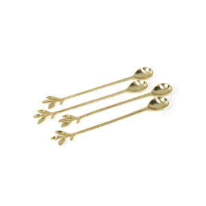 ZODAX - Leaves Cocktail Spoons - Gold - Set of 4