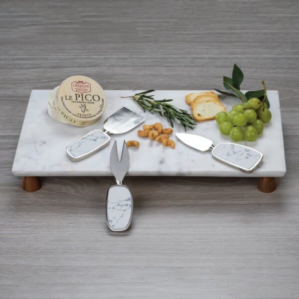 ZODAX - Amalfi Marble Cheese Tray on Acacia Wood - Image 2