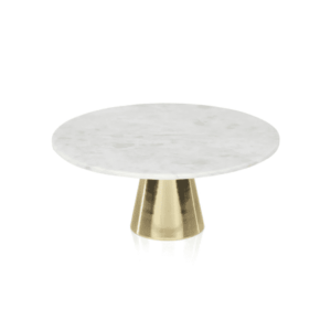 ZODAX Marble Cake Stand on Metal Base