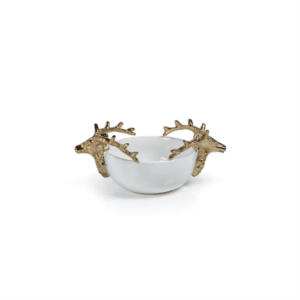 ZODAX - Aspen Ceramic Bowl w/Gold Stag Head - Small