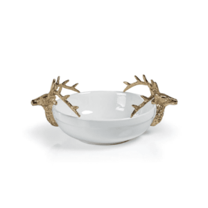 ZODAX - Aspen Ceramic Bowl w/Gold Stag Head - Medium