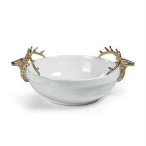 ZODAX - Aspen Ceramic Bowl w/Gold Stag Head - Large