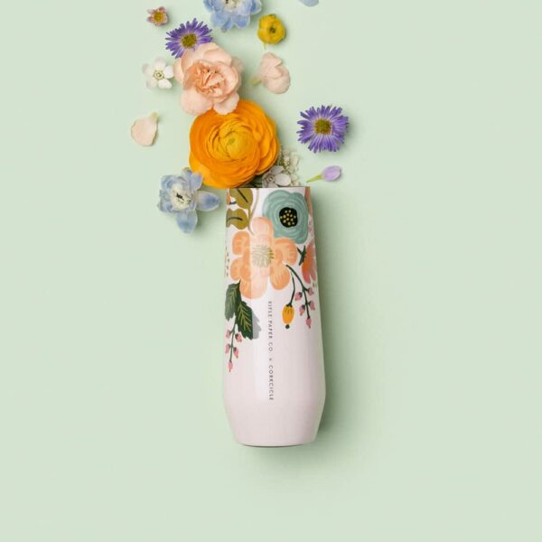 CORKCICLE Stemless Flute 7oz Rifle Paper - Garden Party Cream - Image 2
