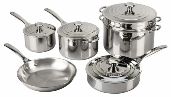 LE CREUSET 10pc Stainless Steel Pot Set