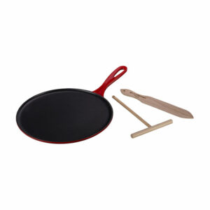LE CREUSET Crepe Pan 10.25" w/ Rateau and Spatula - Cerise