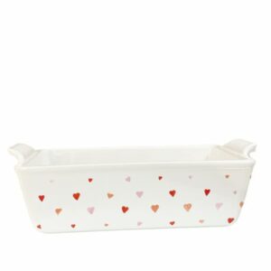 LE CREUSET Heritage Loaf Pan 1.5qt L' Amour White w/ Heart Applique