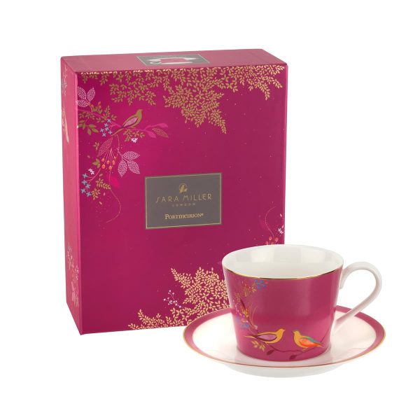 PORTMEIRION Chelsea Teacup and Saucer Pink 8oz - Image 2