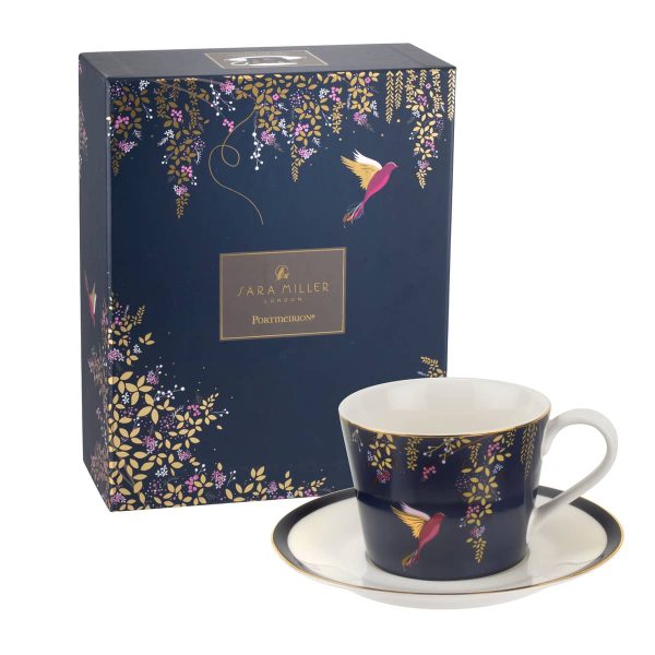 PORTMEIRION Chelsea Teacup and Saucer Navy 8oz - Image 2