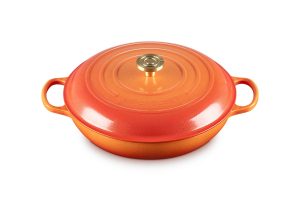 LE CREUSET Signature Round Braiser 5qt Flamme Dorée w/ Crucible Knob
