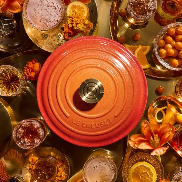 LE CREUSET Signature Round Dutch Oven 7.25qt Flamme Dorée w/ Crucible Knob - Image 5